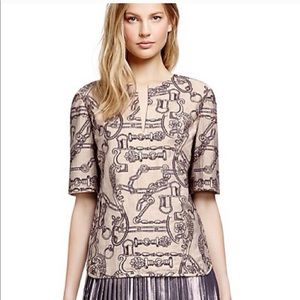 Tory Burch Lame’ Trim Embroidered Paulina Boho Top